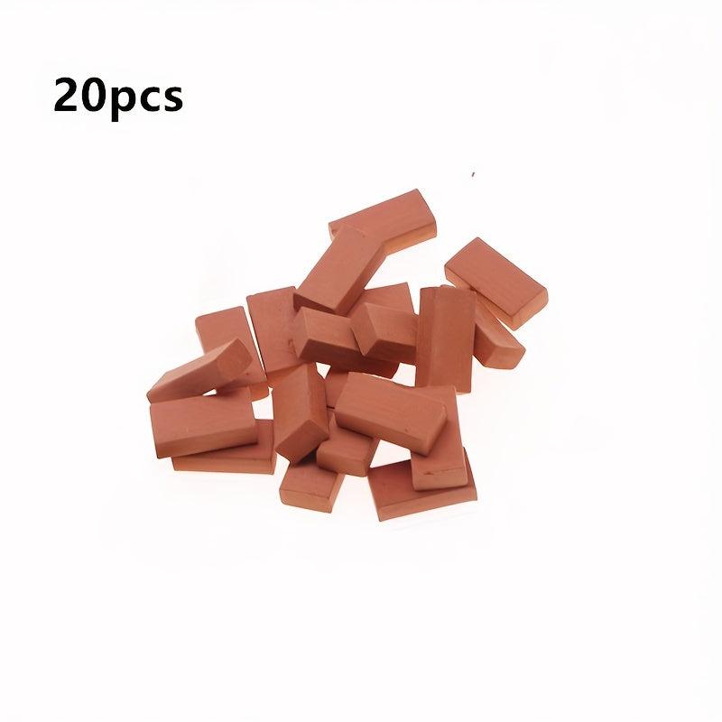 20pcs Mini Red Brick Landscape Supplies DIY Model Brick Crafts