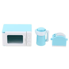Mini Dollhouse Model Kitchen Set - Microwave Bread Maker Kettle