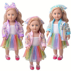 Doll Sequins Streetwear Outfit 45 72cm Holiday Clothes Accessories