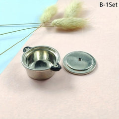 1:12 Dollhouse Soup Pot Pan Cookware Kitchen Decor Play House Toy