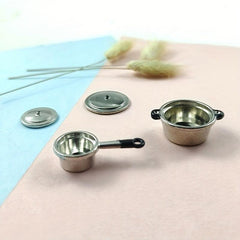 1:12 Dollhouse Soup Pot Pan Cookware Kitchen Decor Play House Toy