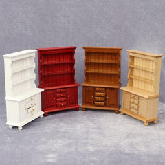 Retro Bookcase Toy House Mini Furniture Double Door Display Cabinet
