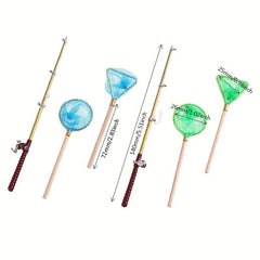 Toy Model Fishing Net Fishing Rod Set Doll House Accessories
