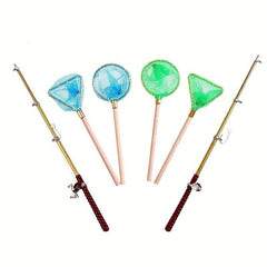 Toy Model Fishing Net Fishing Rod Set Doll House Accessories