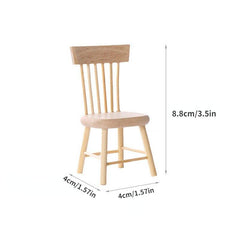 Wooden Dining Table and Chairs Set for Dollhouse Decor