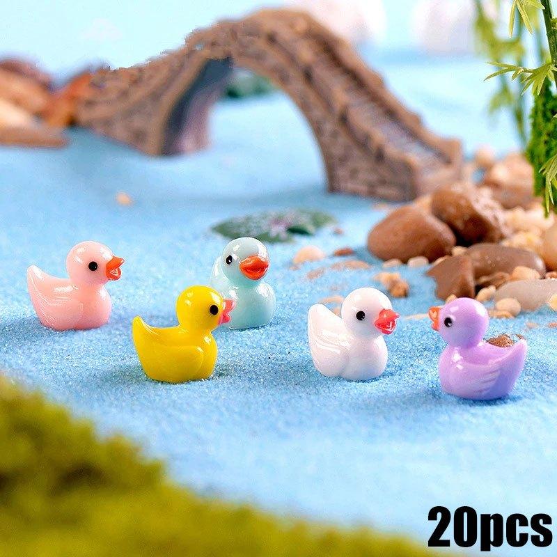 20-50pcs Mini Resin Ducks Yellow Tiny Duck Animal Fairy Garden Decor