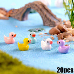 20-50pcs Mini Resin Ducks Yellow Tiny Duck Animal Fairy Garden Decor