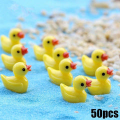 20-50pcs Mini Resin Ducks Yellow Tiny Duck Animal Fairy Garden Decor