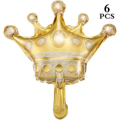 6Pcs Golden Crown Balloons for Weddings & Birthdays