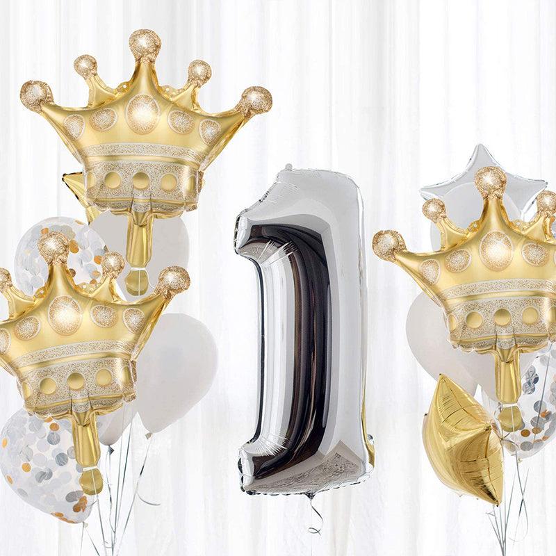 6Pcs Golden Crown Balloons for Weddings & Birthdays