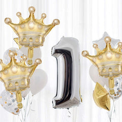 6Pcs Golden Crown Balloons for Weddings & Birthdays