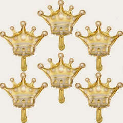 6Pcs Golden Crown Balloons for Weddings & Birthdays