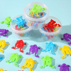12pcs Bouncing Frog w/Storage Bucket Fun Stress Relief Novelty Toys For Kids