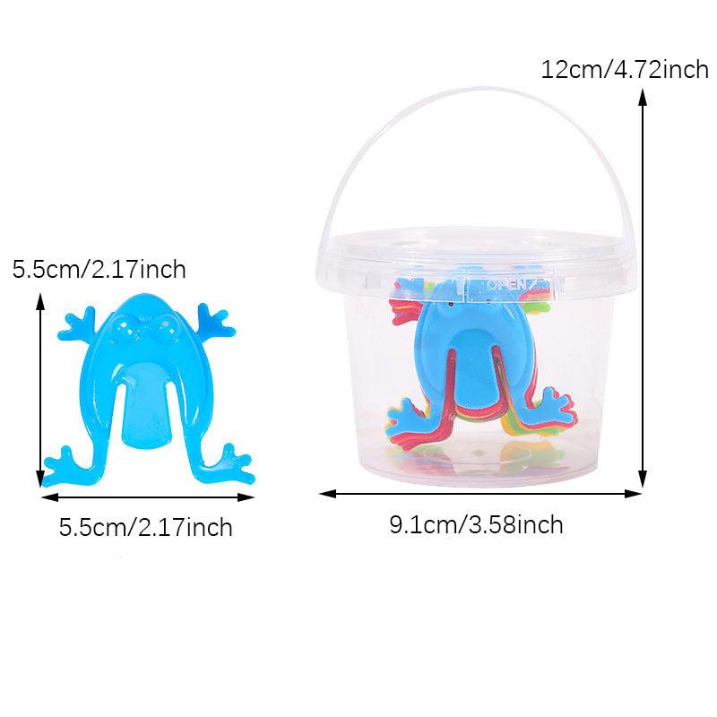 12pcs Bouncing Frog w/Storage Bucket Fun Stress Relief Novelty Toys For Kids
