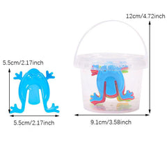 12pcs Bouncing Frog w/Storage Bucket Fun Stress Relief Novelty Toys For Kids