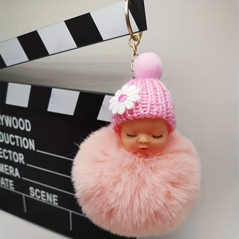 Sleeping Doll Plush Key Chain Wool Hat Bag Car Pendant