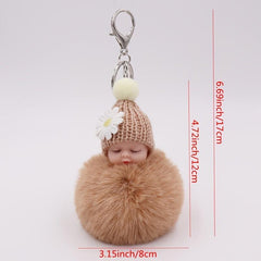 Sleeping Doll Plush Key Chain Wool Hat Bag Car Pendant