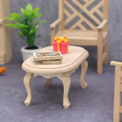 1:12 Dollhouse Mini Oval Coffee Table Vintage Furniture Model