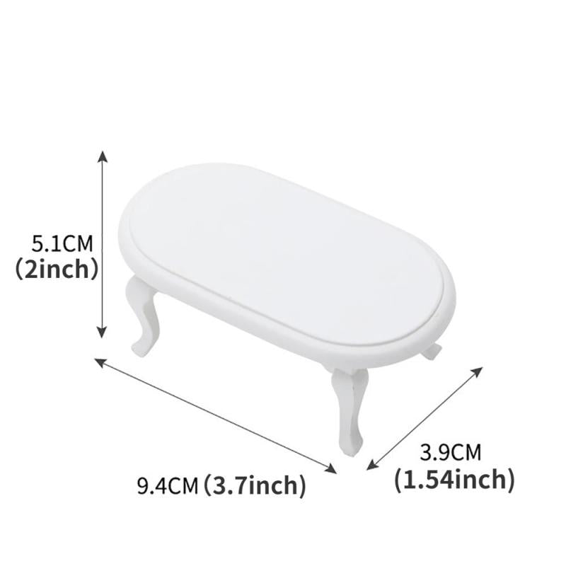 1:12 Dollhouse Mini Oval Coffee Table Vintage Furniture Model