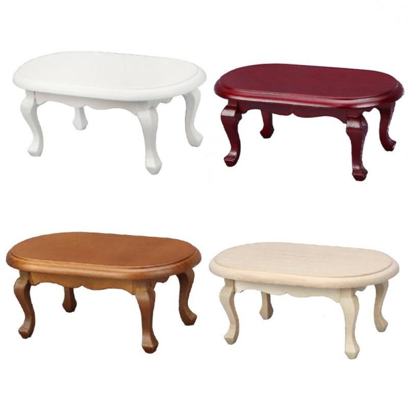 1:12 Dollhouse Mini Oval Coffee Table Vintage Furniture Model