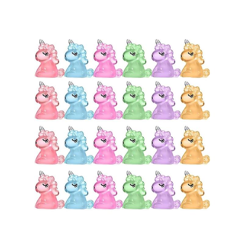 12Pcs Mini Unicorn Glow In The Dark Figurines Resin Animals Landscape DIY Craft