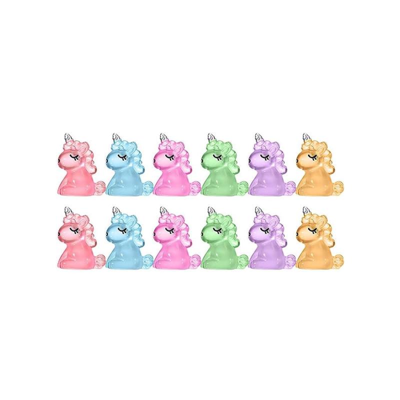 12Pcs Mini Unicorn Glow In The Dark Figurines Resin Animals Landscape DIY Craft