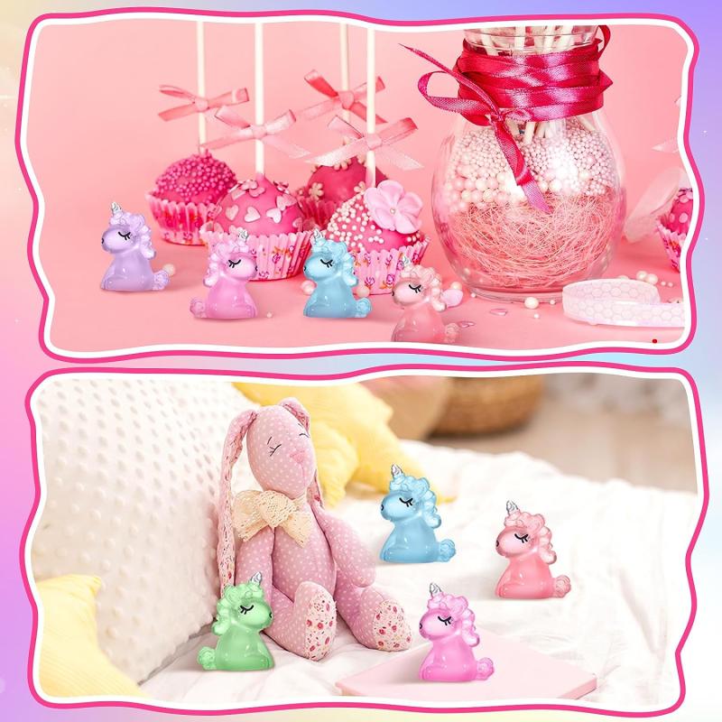 12Pcs Mini Unicorn Glow In The Dark Figurines Resin Animals Landscape DIY Craft