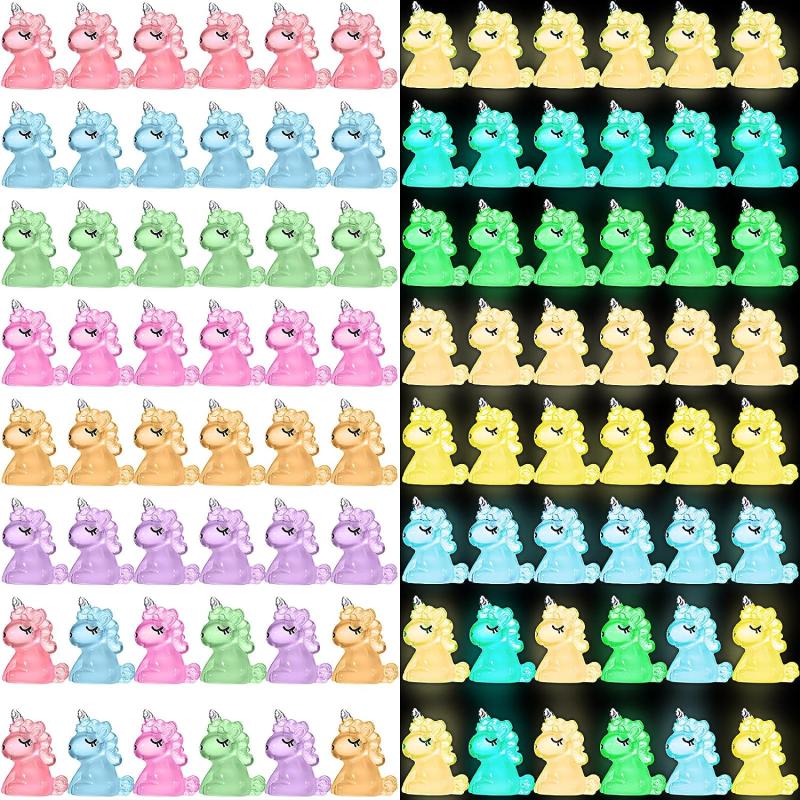 12Pcs Mini Unicorn Glow In The Dark Figurines Resin Animals Landscape DIY Craft