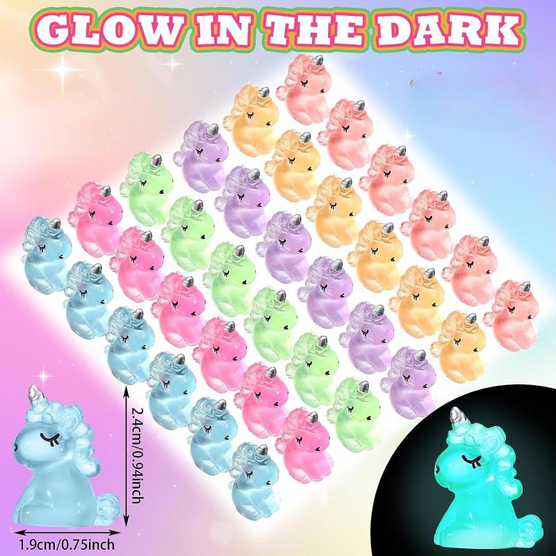 12Pcs Mini Unicorn Glow In The Dark Figurines Resin Animals Landscape DIY Craft