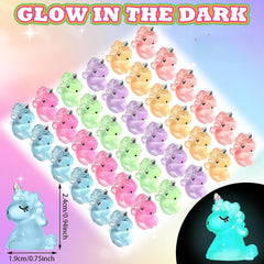 12Pcs Mini Unicorn Glow In The Dark Figurines Resin Animals Landscape DIY Craft