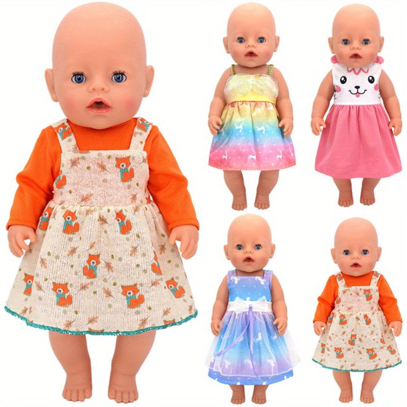 4pcs Doll Skirt Set for 17-18 Inch Newborn Baby Doll - Elk Fox Pattern