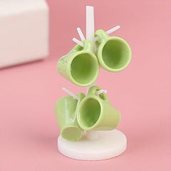 Mini Cup Holder With Cups for Dollhouse Scene Decor