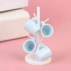 Mini Cup Holder With Cups for Dollhouse Scene Decor
