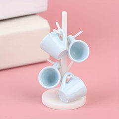 Mini Cup Holder With Cups for Dollhouse Scene Decor