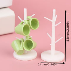 Mini Cup Holder With Cups for Dollhouse Scene Decor