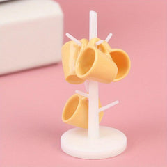 Mini Cup Holder With Cups for Dollhouse Scene Decor