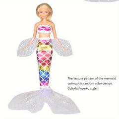 Colorful Mermaid Swimsuit Set for Dolls - Summer Beach Bathing Clothes