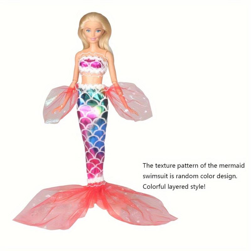 Colorful Mermaid Swimsuit Set for Dolls - Summer Beach Bathing Clothes
