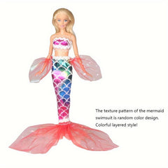 Colorful Mermaid Swimsuit Set for Dolls - Summer Beach Bathing Clothes