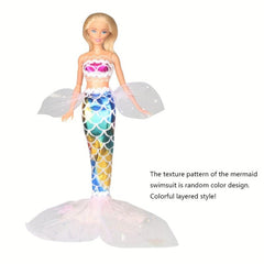 Colorful Mermaid Swimsuit Set for Dolls - Summer Beach Bathing Clothes