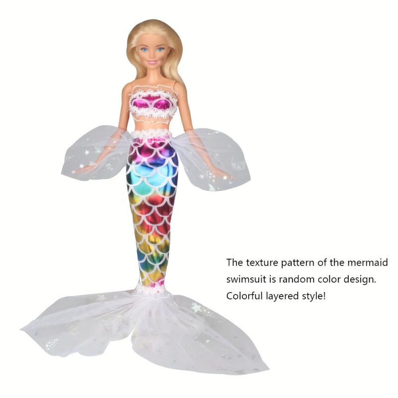 Colorful Mermaid Swimsuit Set for Dolls - Summer Beach Bathing Clothes