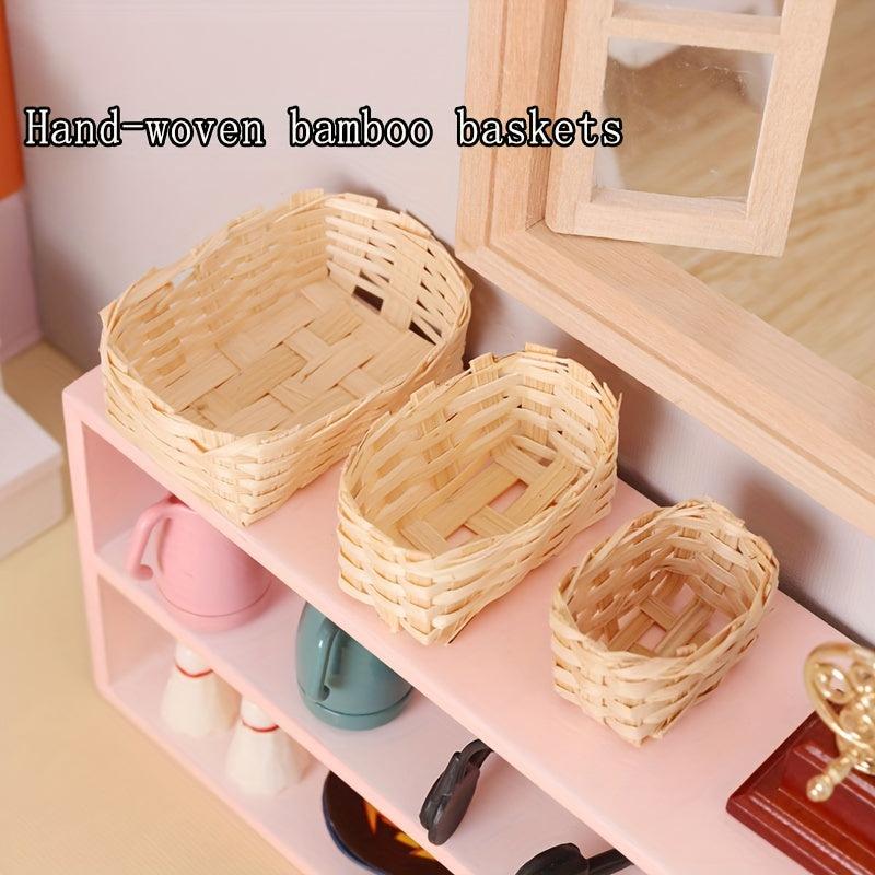Mini Bamboo Weaving Baskets 1:12 Scale Mini Toy