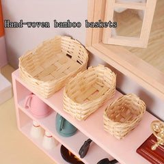 Mini Bamboo Weaving Baskets 1:12 Scale Mini Toy