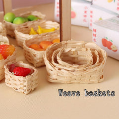 Mini Bamboo Weaving Baskets 1:12 Scale Mini Toy