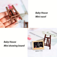 2Pcs Dollhouse Blackboard Art Gallery Decorative Ornaments Gift for Children