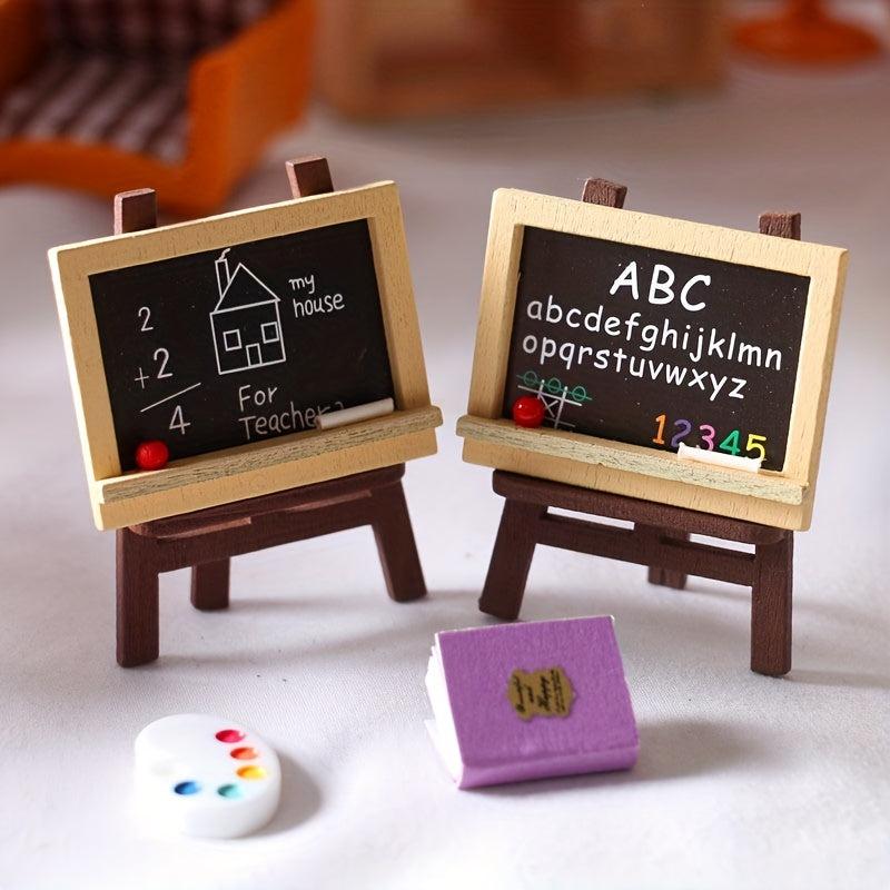 2Pcs Dollhouse Blackboard Art Gallery Decorative Ornaments Gift for Children