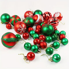 44PCS Plastic Christmas Tree Ornaments Balls Green And Red