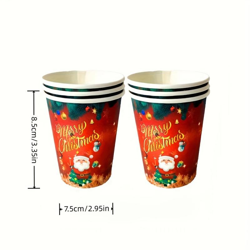 24pcs Christmas Paper Cup Plate Tissue Tableware Party Set