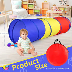 Kids Pop Up Play Tunnel Tent Indoor & Outdoor Toys Red Yellow Tent
