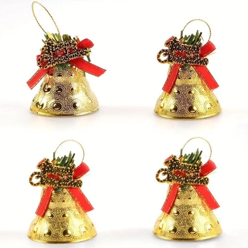 4pcs Christmas Bells Tree Pendant Christmas Party Decorations Supplies